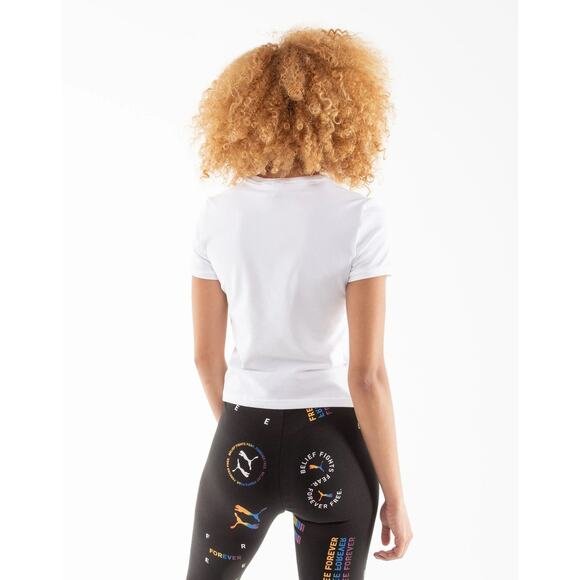 NEW PUMA Pride LGBTQ Fitted Tee Women’s Size Large White 532890-02 - Picture 2 of 6